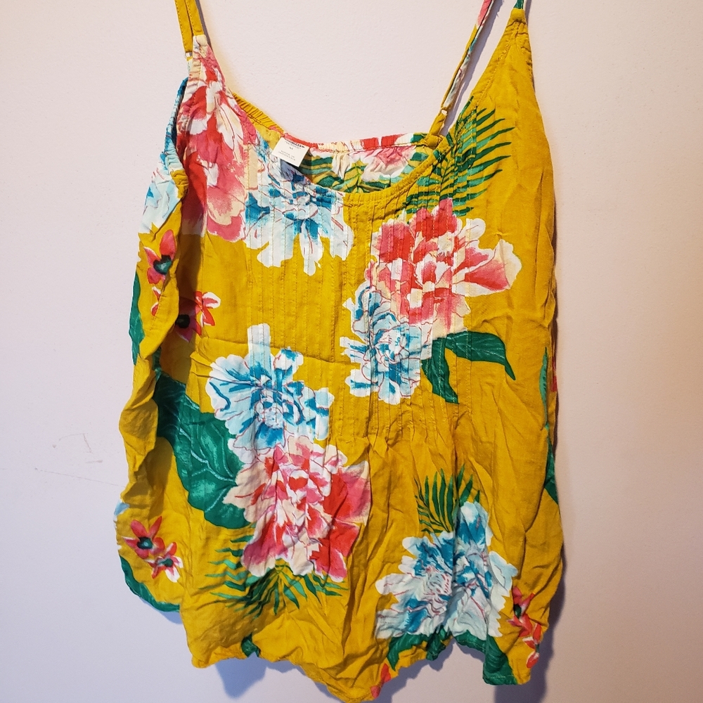 Yellow floral tank top